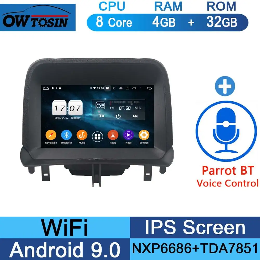 " ips Восьмиядерный 4 Гб ram+ 64 Гб rom Android 9,0 автомобильный DVD радио gps для Ford Tourneo Courier DSP CarPlay Parrot BT - Цвет: 32G Parrot BT