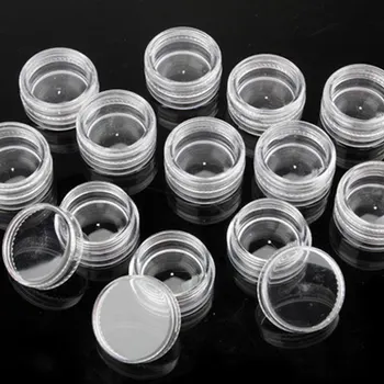 

Hot 12 Small Pots Set Nail Art Empty Storage Box Plastic Powder Paillette Crystal Clear Case wyt77