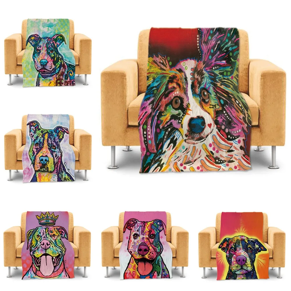 Cute Throw Blanket Funny Papillon Pet Dog Bed Sofa Couch