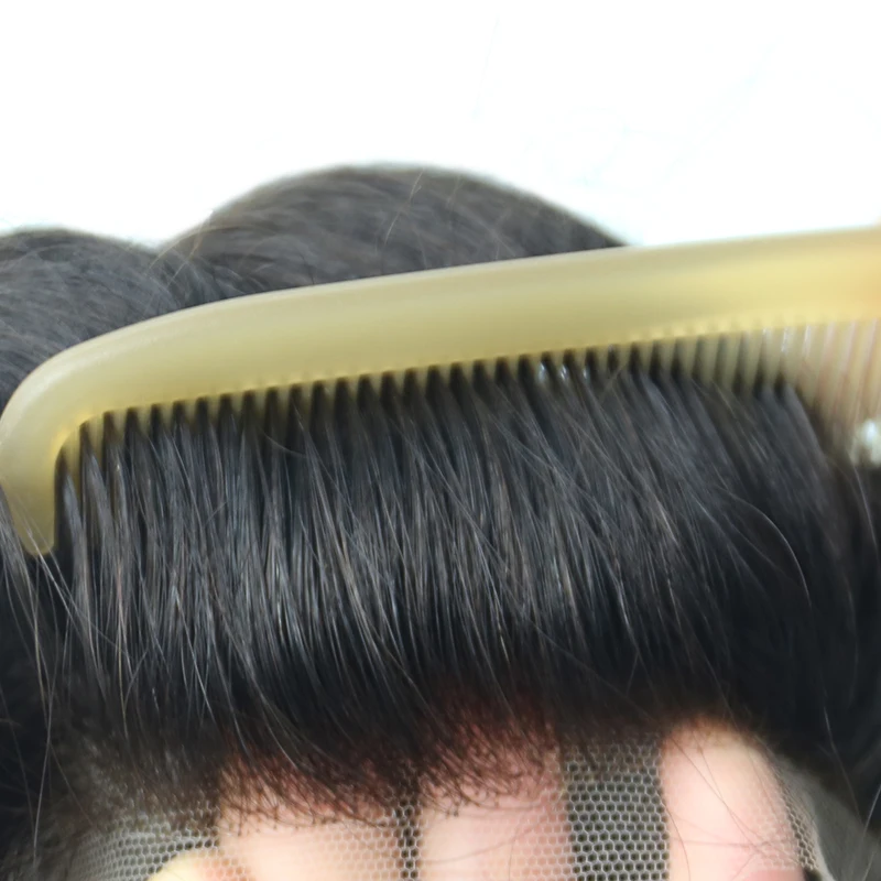 Suíço com Pele Sistema de Substituição para Homens Peruca Masculina Laço Toupees Cabelo Humano 100% Natural Remy Dolago 10x8' 7 Cheap Topetes