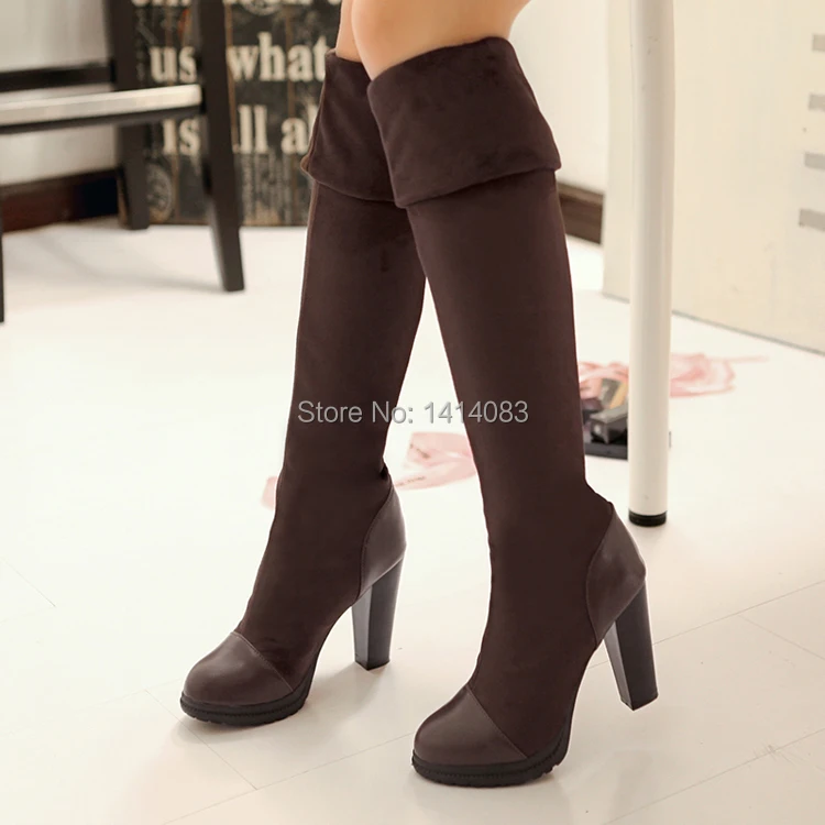 

Winter nubuck warm over the knee high boots pointed toe piece together slip-on high heels quality women riding boots