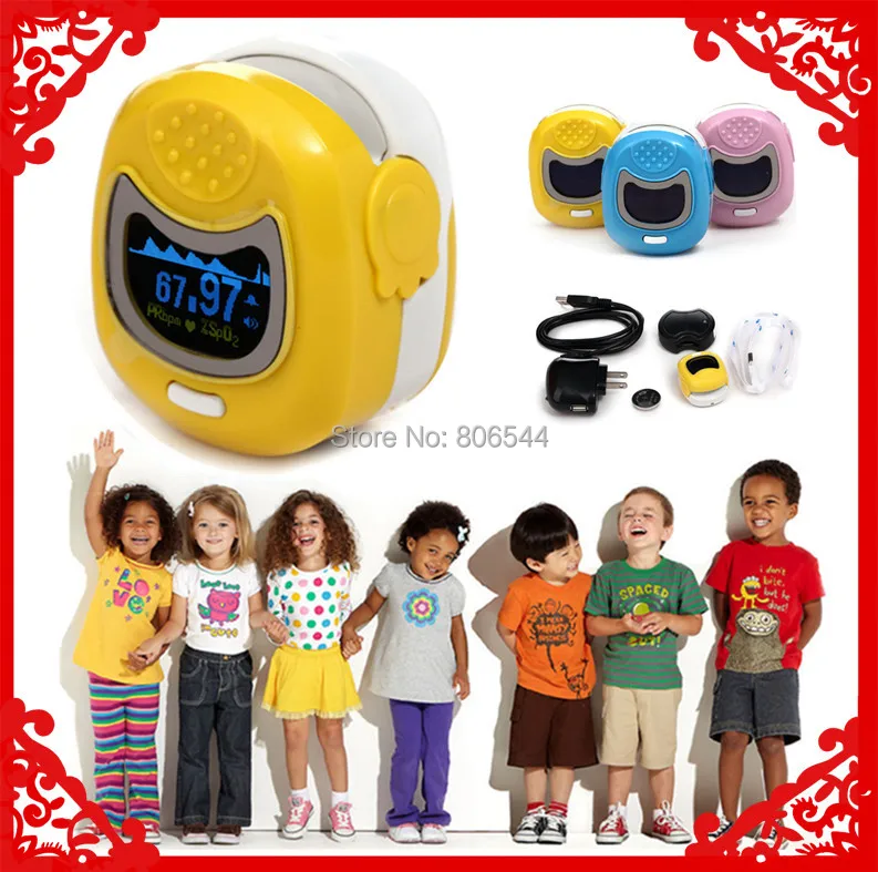 

Free ship Yellow Color OLED Fingertip Pulse Oximeter for Children for kid Spo2 Monitor Kids blood oxygen monitor baby care
