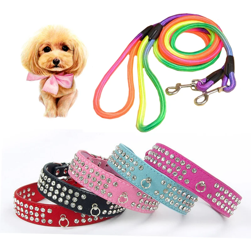 Buy 1PCS PU Leather Dog Collar Perros +1PCS Pet Leash