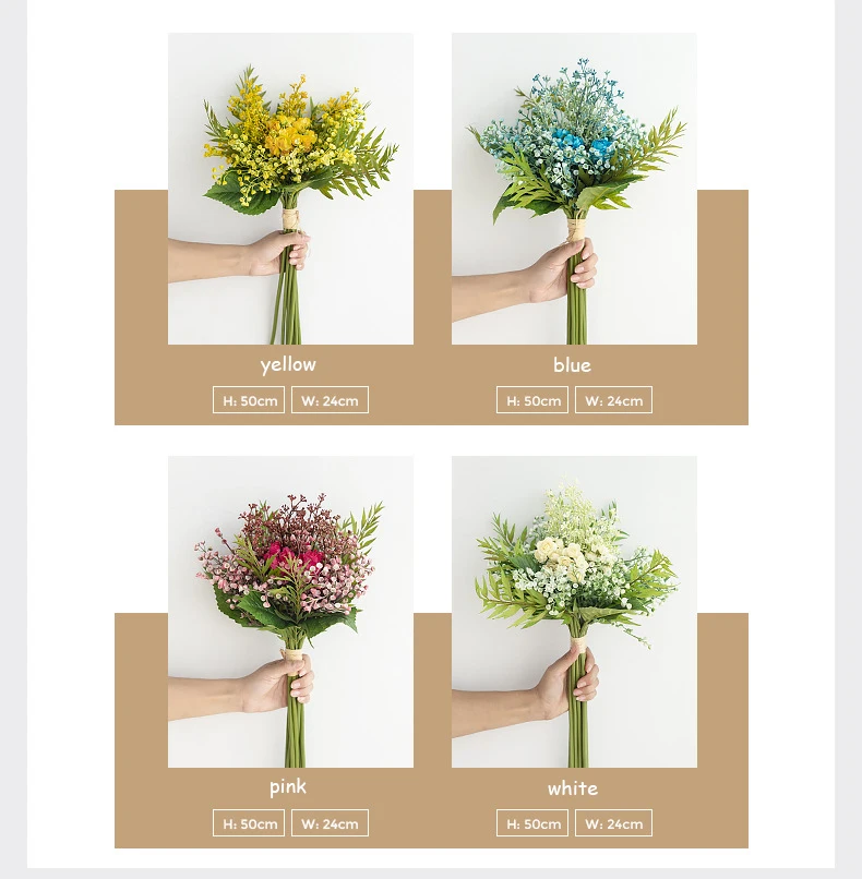 JAROWN Artificial Rose Simulation Flowers Silk Plastic Fake Flower Bouquet Wedding Bride Holding Flowers Home Decoration (11)