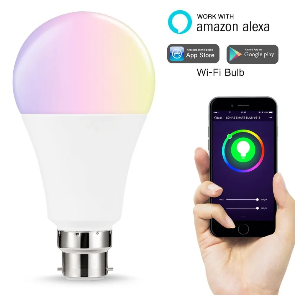 

2018 Hot Sale 7W E27 RGBW WIFI Smart Bulb Work with Alexa/Google Home Voice Control Smart Light Bulb