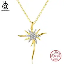 ORSA JEWELS Настоящее серебро 925 проба Женские Подвески Морская звезда AAA Блестящий CZ длинное большое Золотое ожерелье для женщин ювелирные изделия SN103