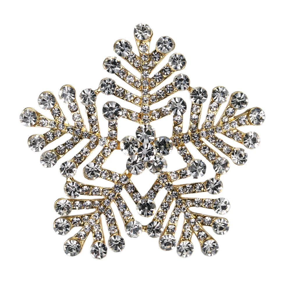 Wholesale Clear Rhinestone Crystal Diamante Snowflake Christmas Brooch