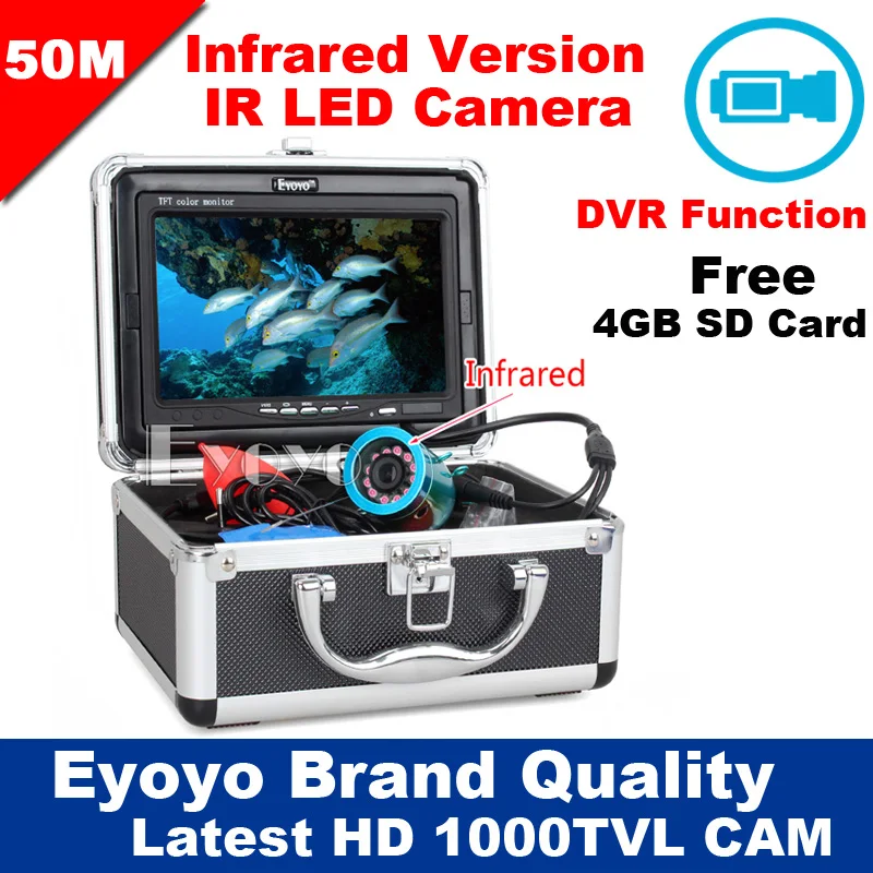 Free Shipping!Eyoyo 50m Infared LED cam Fish Finder Underwater Fishing Video Camera 7