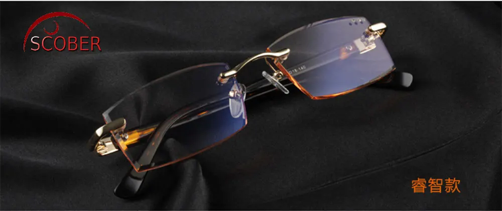 Buy = SCOBER = Diamond cutting 100% Titanium alloy Rimless Royal Deluxe men women Gradient reading glasses +1 +1.5 +2 +2.5 +3