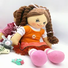 Smafes 18 inch soft rag doll toy for girls with cloth hair kids bithday christmas doll