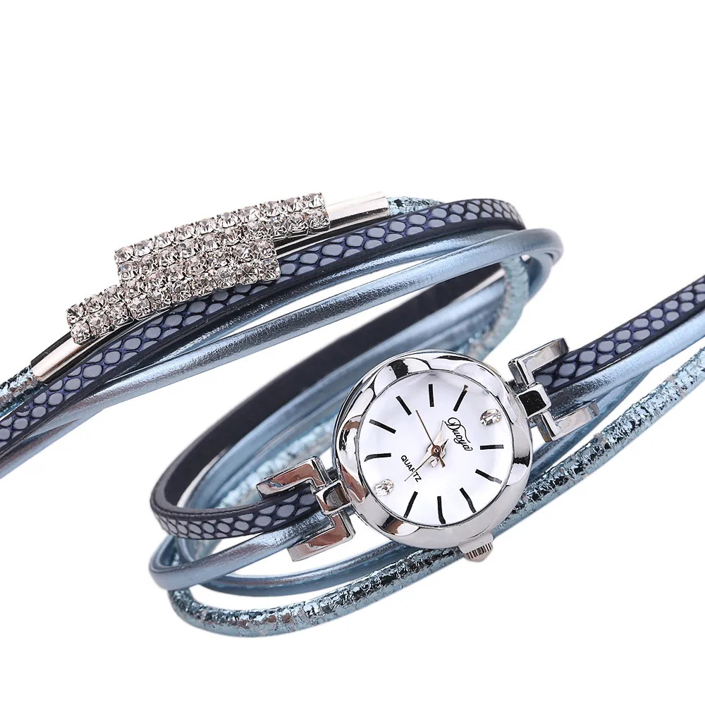 DUOYA роскошный алмаз Для женщин кварцевые часы с браслетом на кисть Montre femme женские часы модный кожаный браслет простые часы B50