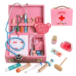 Деревянная игрушка «Доктор» портативная аптечка игрушечная аптечка вид доктора комплект инструмент для инъекций Дома стетоскоп подарки
