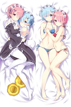 

Anime Re Zero kara Hajimeru Isekai Seikatsu characters sexy girl Ram & Rem Dakimakura throw pillow cover Hugging Body PillowCase