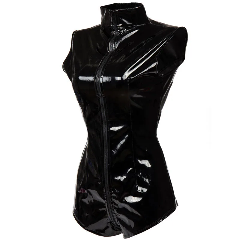 Bodysuit Cat Women Faux Leather Catsuit Erotic Wet Look Bodycon Punk