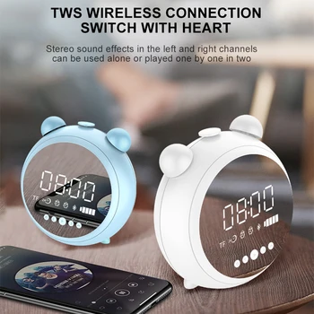 

VTIN Alarm Clock Bluetooth Speaker LED HD Mirror Night Lamp Speaker Wireless Sound Box Hanging Sound Box Call Heavy Bass Speaker