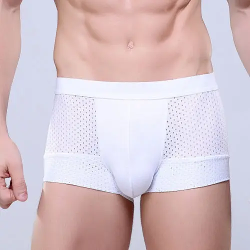 New Men Cotton Underwear Boxer Shorts Bulge Pouch Underpants Breathable Boxers - Цвет: Белый