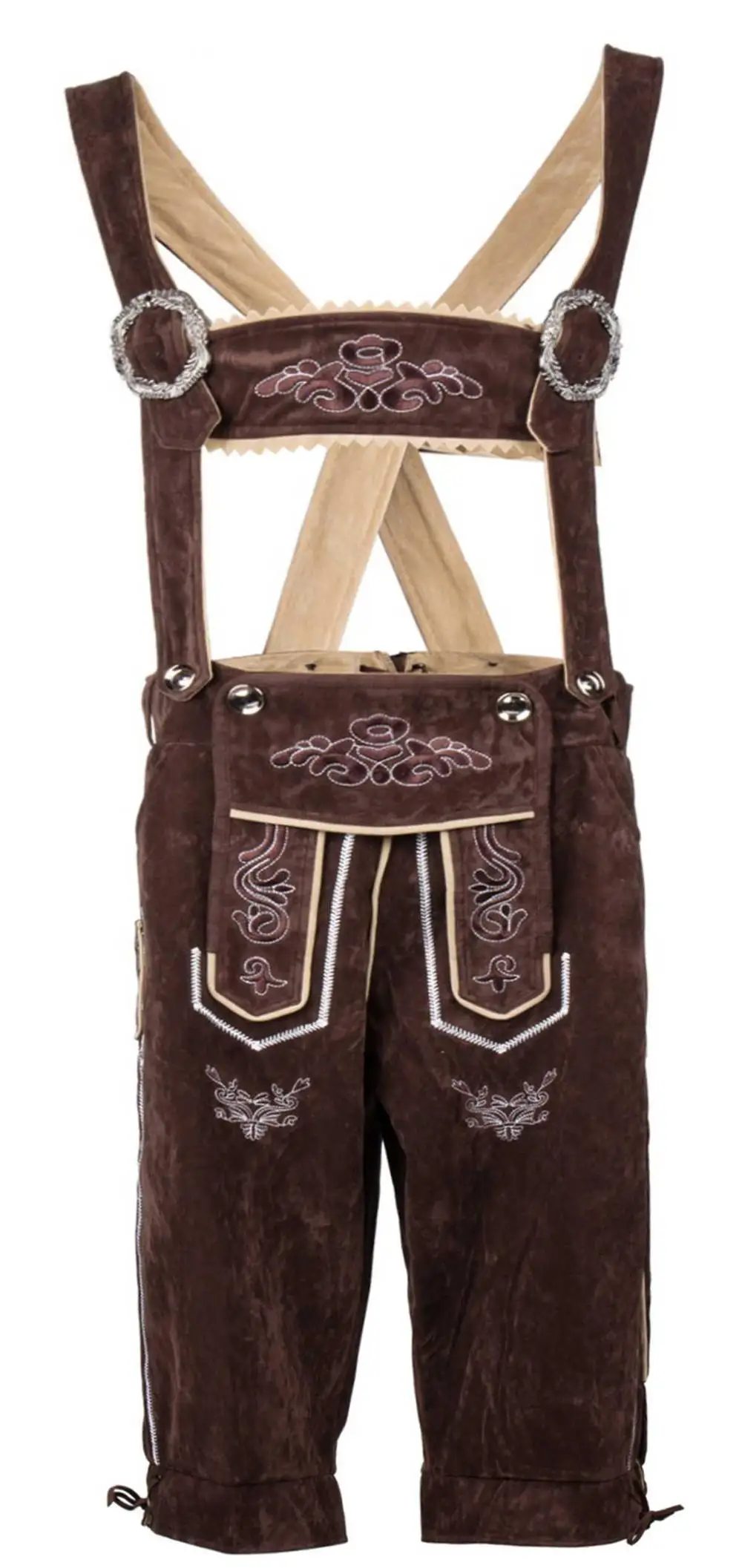 Октоберфест баварский пивной костюм мужские Lederhosen подтяжки шорты - Цвет: Dark Brown