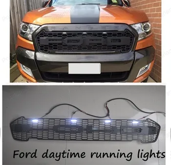

HIGH QUALITY RANGER FRONT PROTOR BLACK LIT GRILL with LED day light FOR Ford RANGER 2015 2016 GRILL