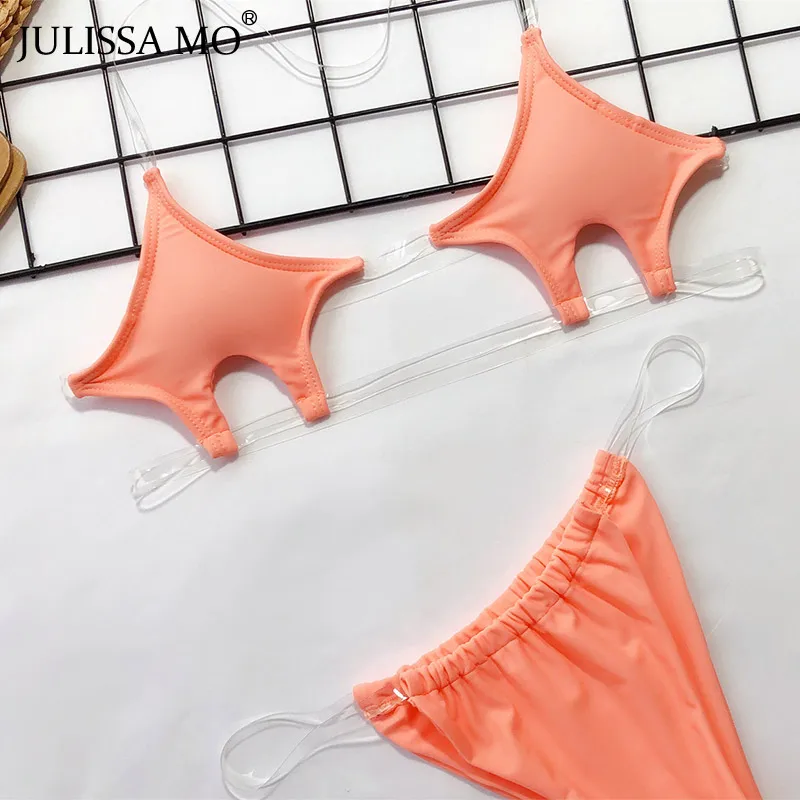 Julissa mo, комплект из двух предметов, Холтер, сексуальный боди для женщин, пуш-ап, высокая талия, комбинезон, комбинезоны,, летняя пляжная одежда, купальный костюм - Цвет: Оранжевый