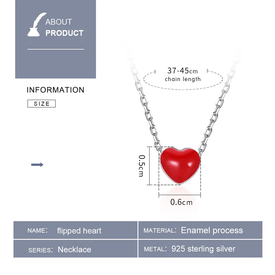 WOSTU Настоящее серебро 925 пробы милое Красное сердце ожерелье с подвеской из эмали для женщин S925 Серебряная цепочка хорошее ювелирное изделие FMN050