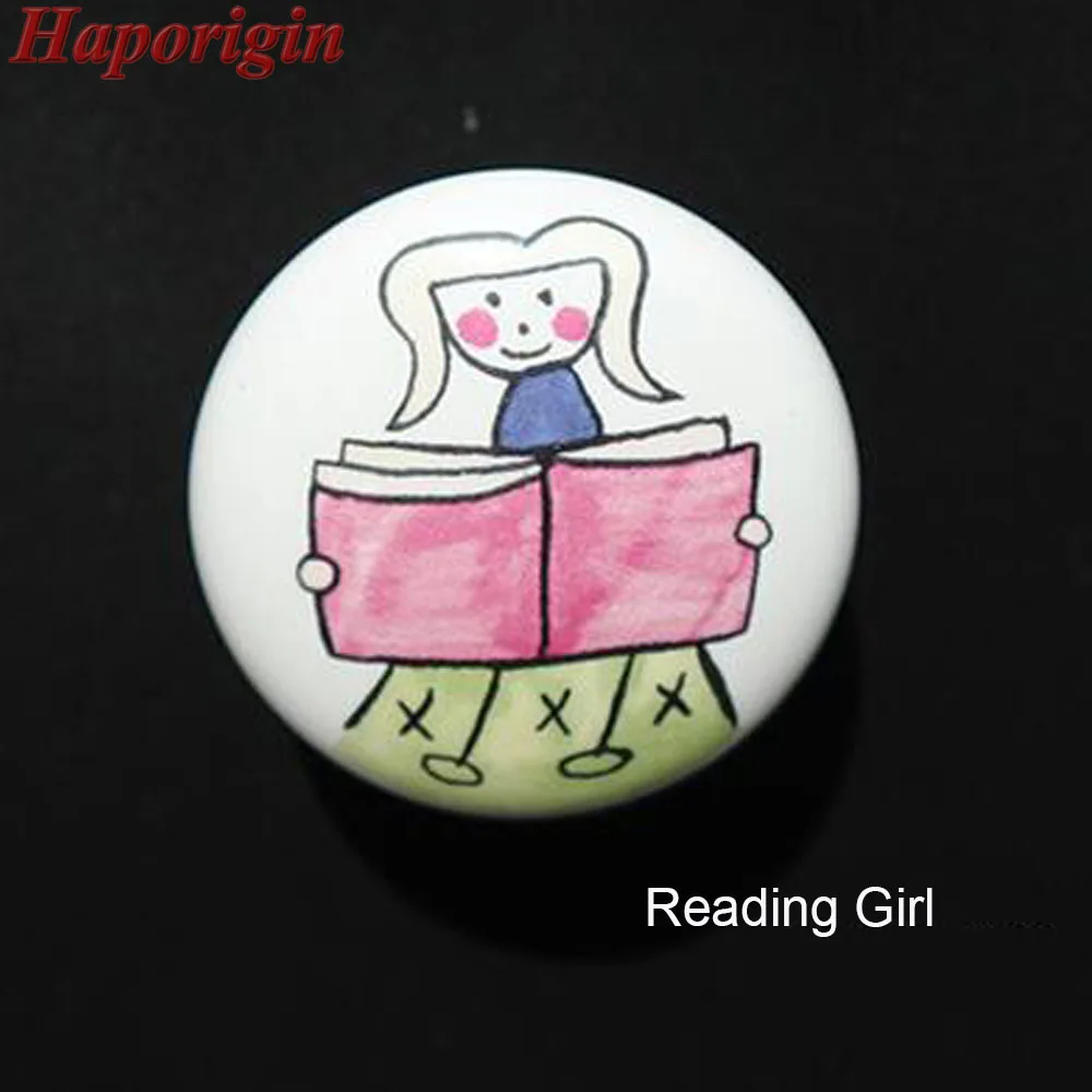 Ceramic Cabinet knobs Reading Girl 