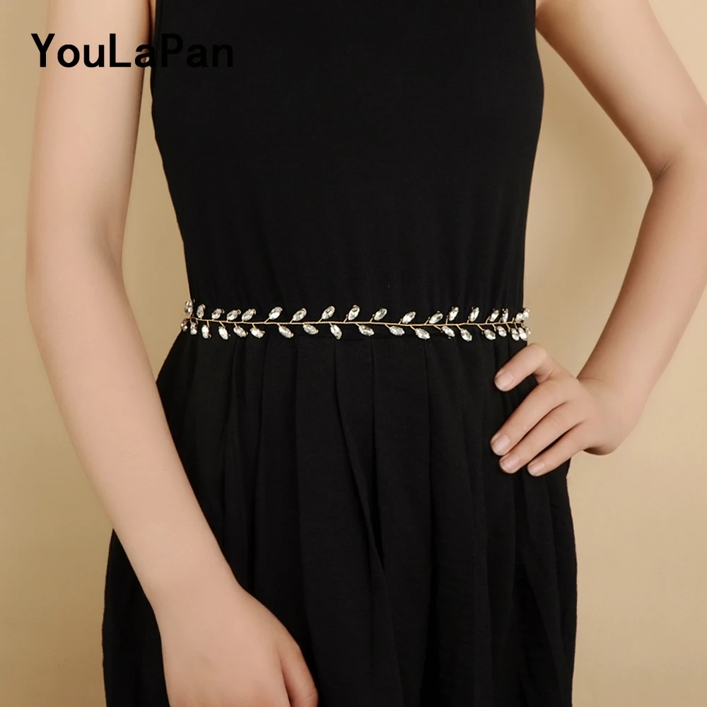 

YouLaPan SH48-G Wedding Accessories Wedding Belt Bridal Belts with Crystal Wedding Sash Wedding Sash Vine Thin Belts