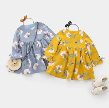 

Wholesale Spring Autumn New Easter Girls Princess Dresses Floral Casual Long Sleeve Dress Children Clothing 3-7Y AZ1041