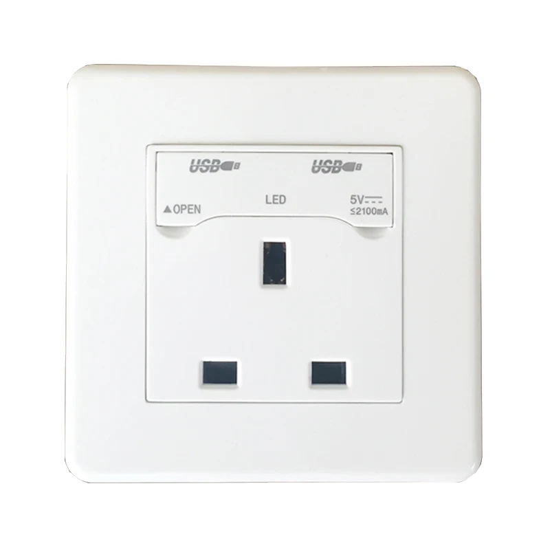 

COSWALL 1 Gang Wall Electrical Socket 13A UK standard Power Outlet Dual USB Charge Port Dust Cover LED Power Indicator