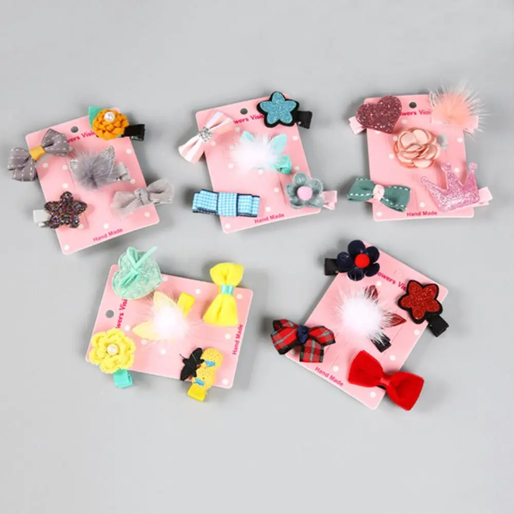 

Children 5Pcs/set Baby Girl Toddler Hair Clip Bow Flower Mini Barrettes Party Star Kids Hairpins Hair Accessories