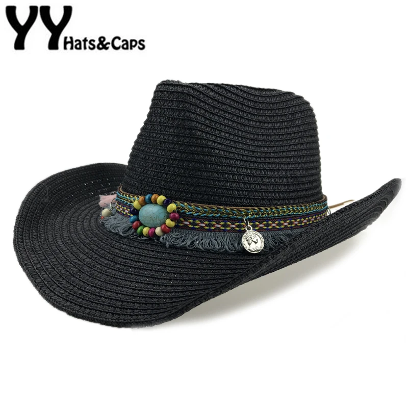 Соломенная ковбойская шляпа в западном стиле, мужские пляжные фетровые шляпы ручной работы, летняя Праздничная Кепка для мужчин и женщин, ковбойская шляпа унисекс, западные шляпы YY17168