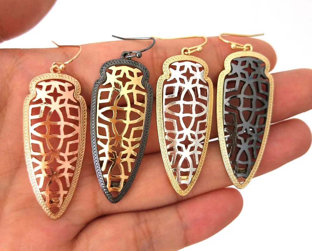 

Fashion High Quality Arrowhead Triangle Filigree Alloy Drop Earrings