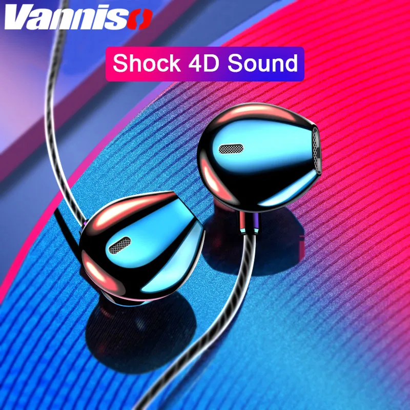 

Vanniso Volume Control Wired Earphone headphones 3.5mm With Mic Music Stereo Bass Headset For Samsung Xiaomi In Ear Earphone