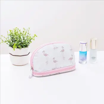 

Portable women's travel cosmetic bag cute flamingo print make up bag multi-function fashion clutch
