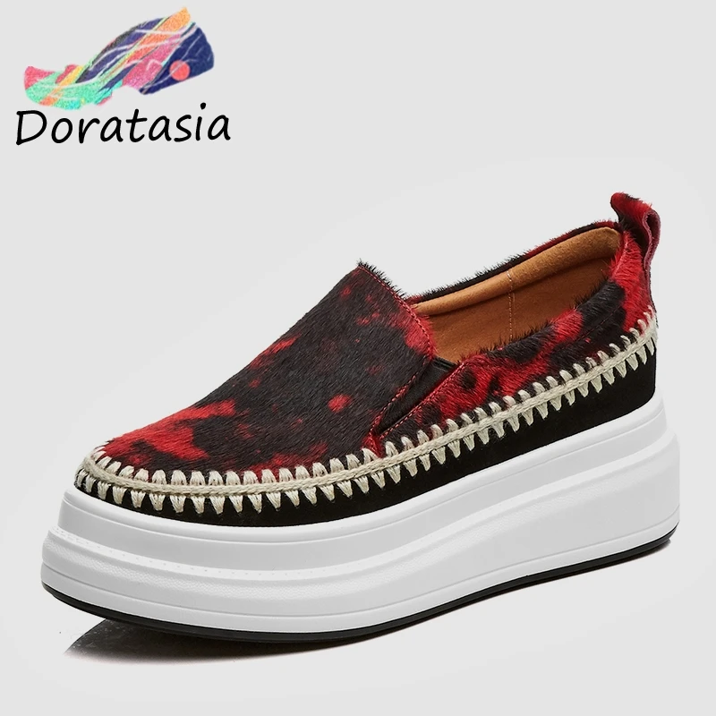 

DORATASIA 2019 New Fashion Sewing Horsehair Flat Platform Shoes Woman Spring Casual Loafers Ladies Comfort Women Shoes Woman