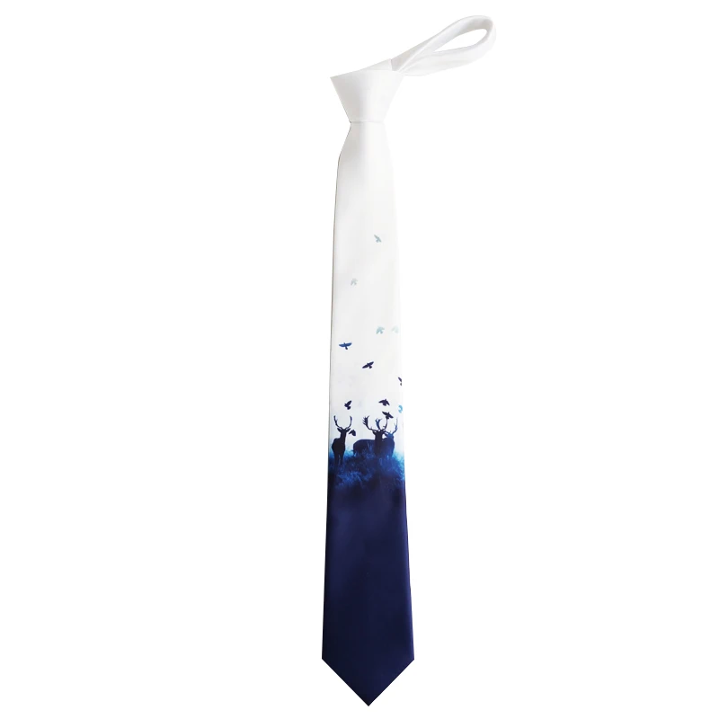 Модный галстук-бабочка для мужчин и женщин, Тибетский синий лес, джунгли с принтом оленя, галстуки с градиентом, мечта, птица, литературные ins