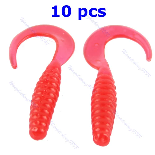 

10pcs Red Silicone Soft Simulation Earthworm Shaped Bait Fishing Fish Lures LH07s