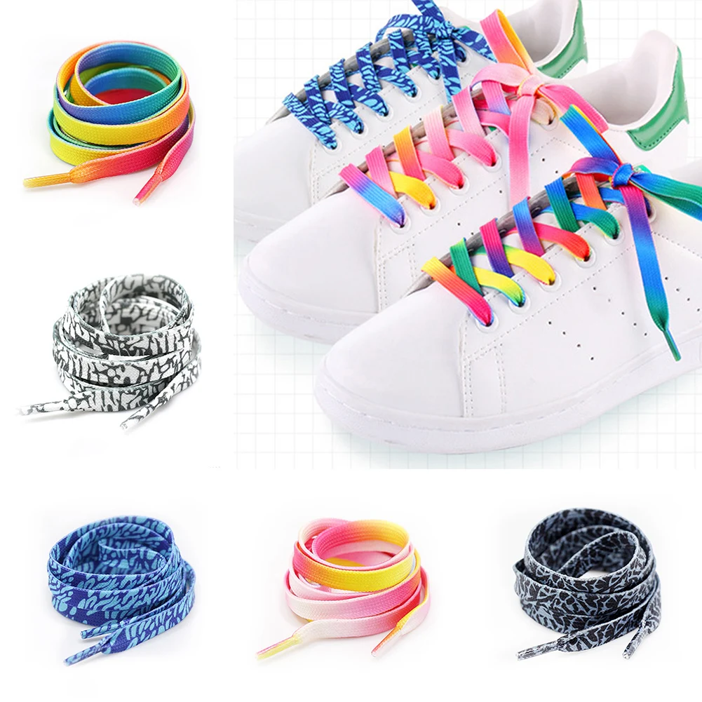 Градиентные Цветные Печатные украшение для шнурка цветные шнурки для обуви плоские шнурки английская обувь кружевные шнурки