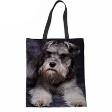 Женская сумка на плечо, повседневная сумка-тоут, женские сумки, принт щенка шнауцера, модная многоразовая сумка для покупок для девочек, пляжная сумка