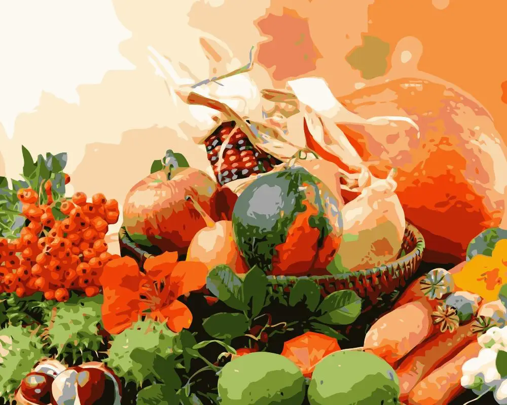 MaHuaf-j561 fruit pumpkin still life coloring by numbers canvas painting for living room 