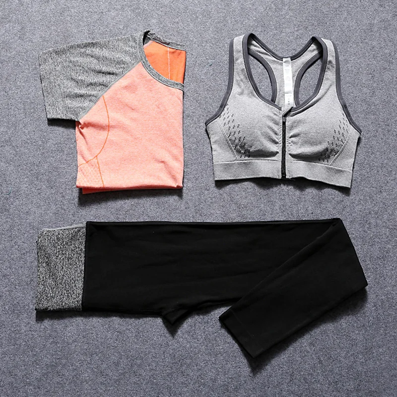 Women font b Yoga b font font b Sets b font Shirt Bra Leggings Fitness Workout