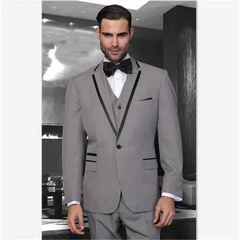 

Custom Made Men's Suits gray Groom Wedding Tuxedos Special Occasion Dress Prom Wear Slim Fitted Formal (Jacket+Vest+Pants)