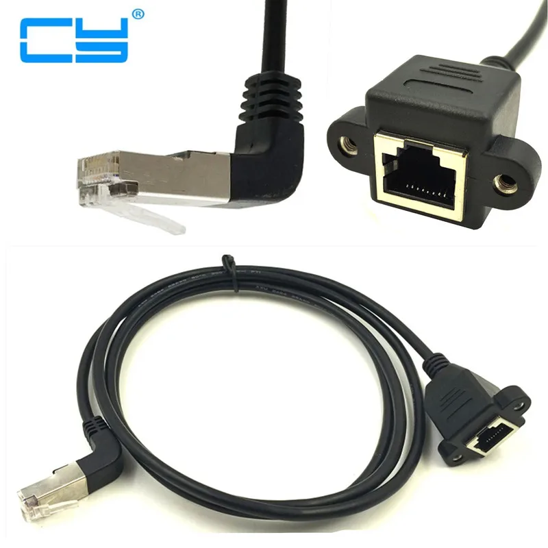 До 90 Угловой RJ45 Cat5e 8P8C FTP STP UTP Cat5 папа к женскому панельному креплению LAN Ethernet