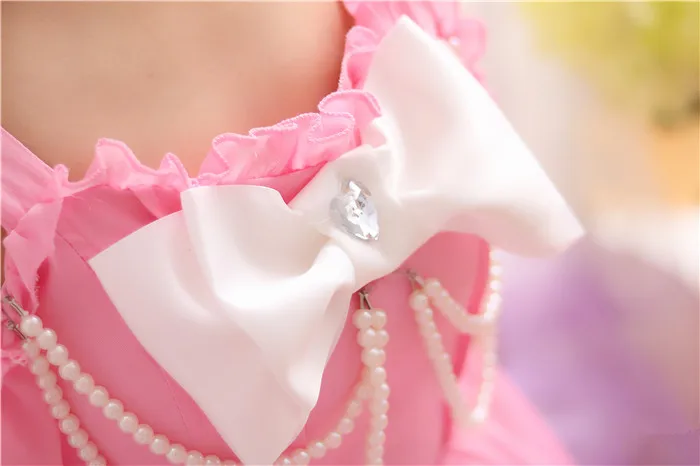 Online Perle Perlen schulterfrei Nette Bowknot Straps Frauen Sommer Süße Mini Kleider Lolita Mädchen Japan Prinzessin Kawaii chiffon kleid