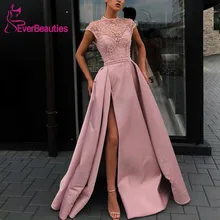 Robe De Soiree, Длинные вечерние платья, атласное кружевное вечернее платье с бисером, вечернее платье, торжественное платье