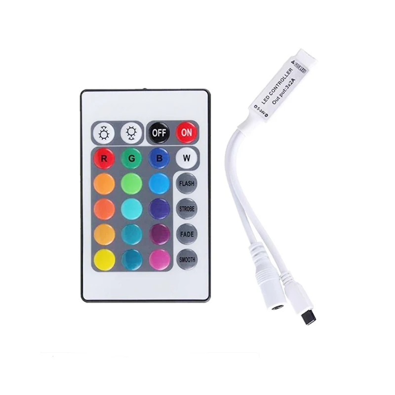 

DC 12V/24V Led Controller Mini 24key IR RGB/RGBW Led Remote Controller For SMD3528 5050 5630 3014 strip led controllers Lights