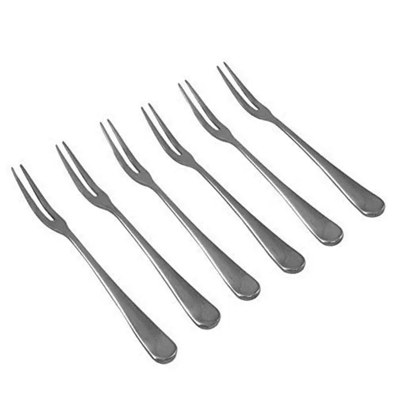 6pcs Stainless Steel Cocktail Forks Fruit Cake Forks Dessert Forksin