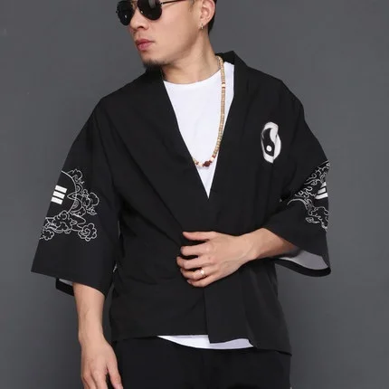 Summer mens kimono Chinese style Taoist Japanese robe streetwear jackets Casual harajuku cardigan outwear Hanfu Tangzhuang Summer mens kimono Chinese style Taoist Japanese robe streetwear jackets Casual harajuku cardigan outwear Hanfu Tangzhuang