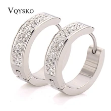 Модные блестящие женские серьги, полностью Стразы, серьги из нержавеющей стали с кристаллами, ювелирные изделия для женщин, аксессуары