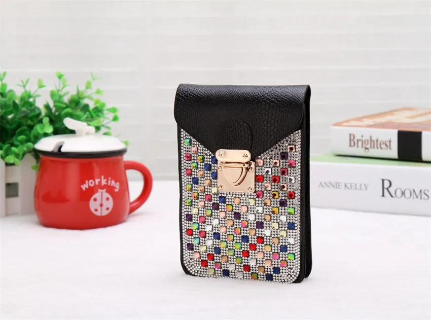 2019 модные стразы мобильный телефон сумки Красочные bling женская сумка на