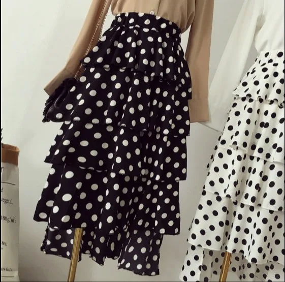 Новинка 2019 модная весенне Летняя женская юбка в горошек с высокой талией